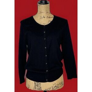 Premise Studio Womans L Cardigan Black Button Up Sweater Faceted Buttons Classy